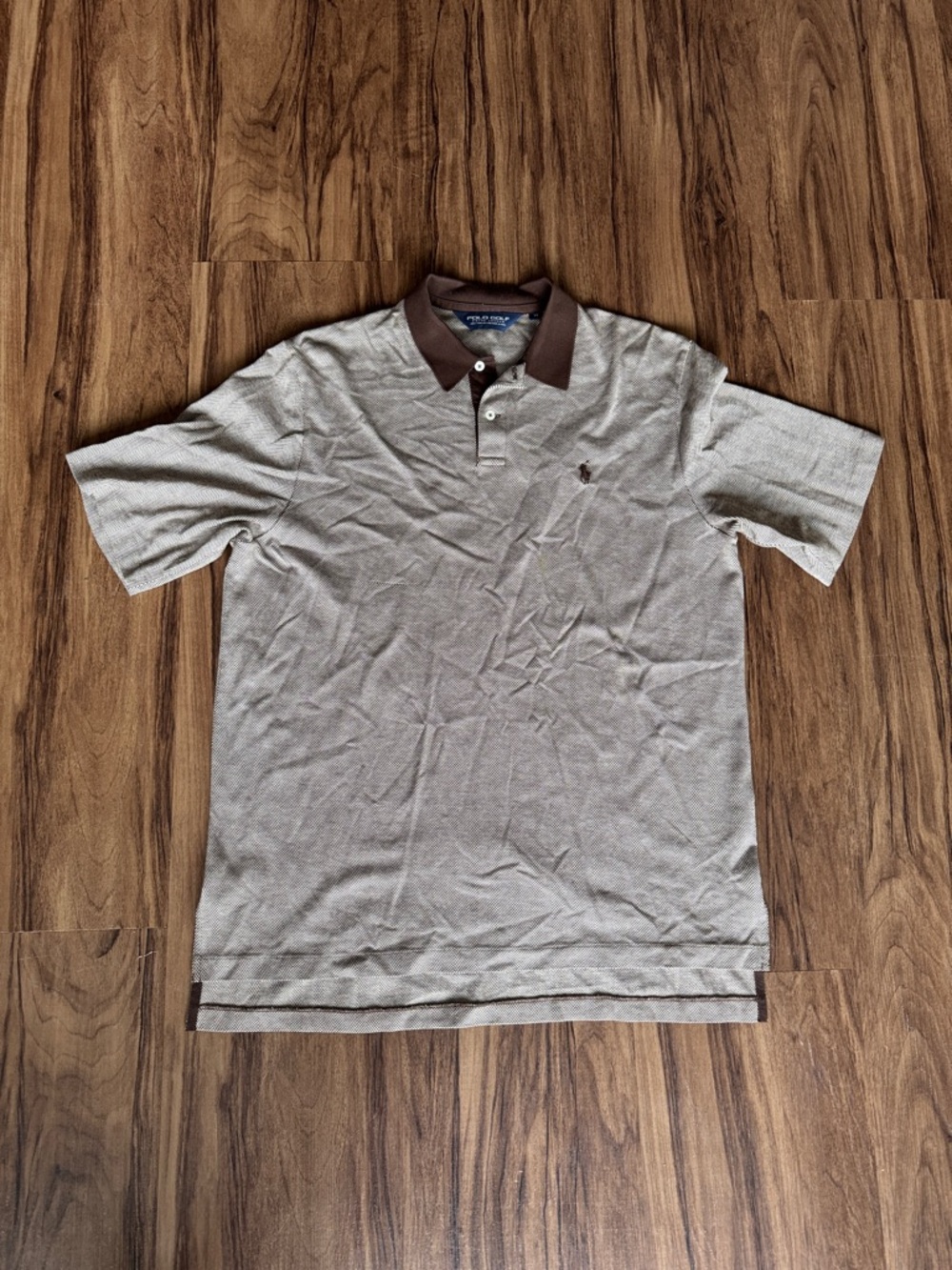 Polo by Ralph Lauren Beige Polo with Brown Collar and Chest Logo